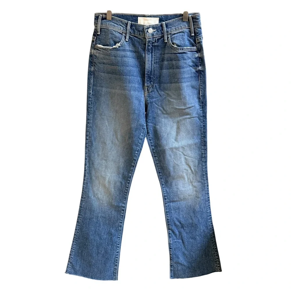 Mother Jeans Women 28 Blue The Hustler Ankle‎ Fray We All Scream Flare High Rise